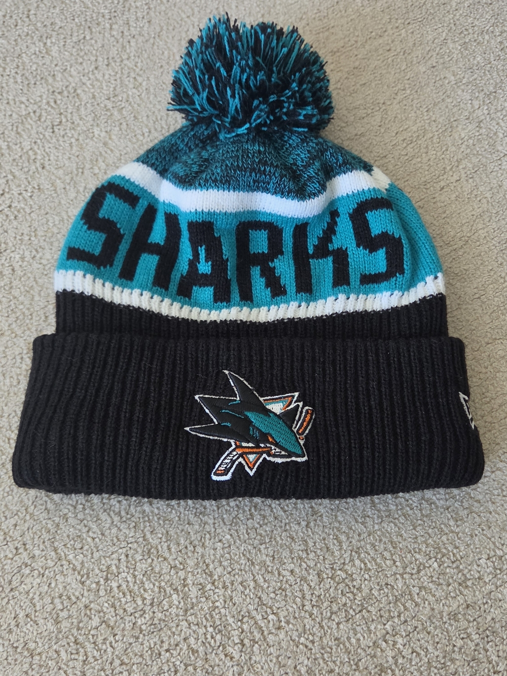 San Jose Sharks NHL Pom Beanie - Teal & Black